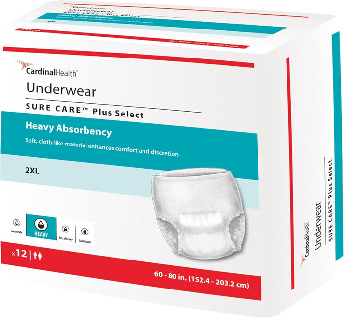 Cardinal Health™ 1615A Protective Underwear, Sure Care Plus, Heavy Absorbency, Large, Bag of 18