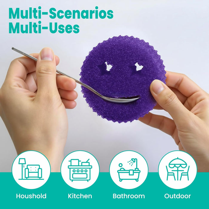 HELIME Scrub Sponge Dish Scrubber, Non Scratch Multipurpose Sponges, Temperature Controlled Dual Sided Cleaning Pads, BPA Free and Odor Resistant, Safe for Kitchen, Bathroom, and Household Cleaning