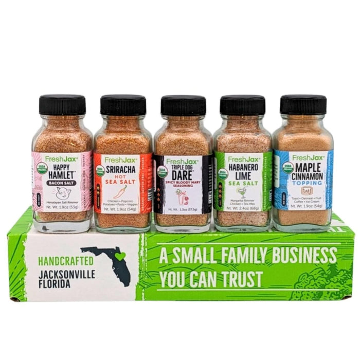 FreshJax Cookout Seasoning Gift Set – 5 Organic All-Purpose Spices for Grilling, BBQ & Cooking – Gift-Ready Box for Men