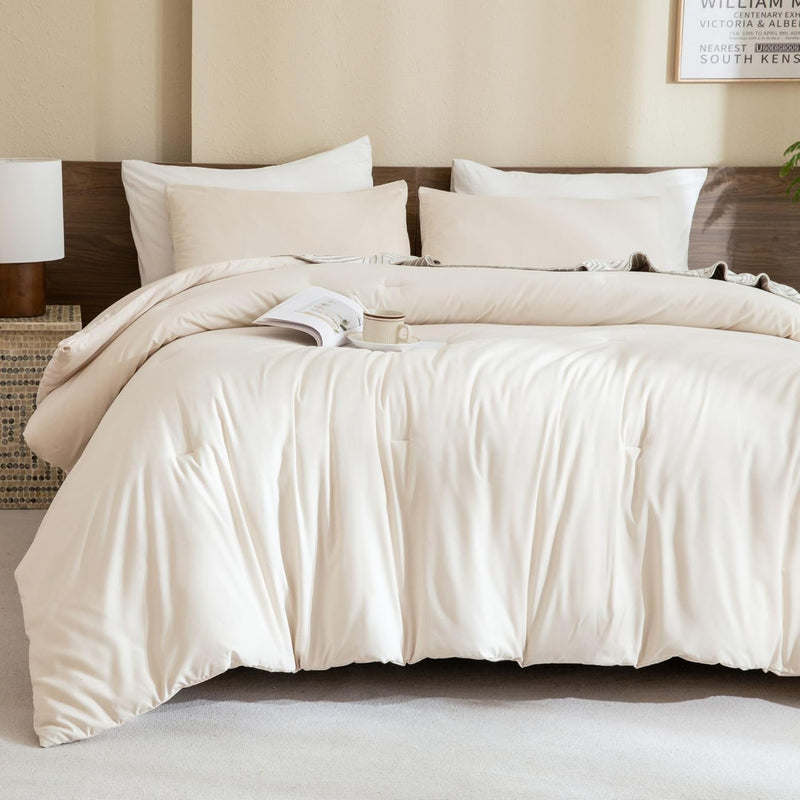 Paxrac Earthy Brown Comforter Queen Size, Neutral 3 Pieces Comforter Set, Lightweight Solid Bedding Set, All Seasons Soft Fluffy Queen Comforter Set (90x90In Comforter & 2 Pillowcases)
