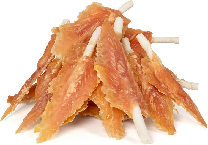 MON2SUN Dog Rawhide Twist 4-4.5 Inch Chicken Wrapped Rawhide Sticks for Puppy and Small Dogs, Promotes Dental Health Treats (18.34 Ounce -Pack of 1)