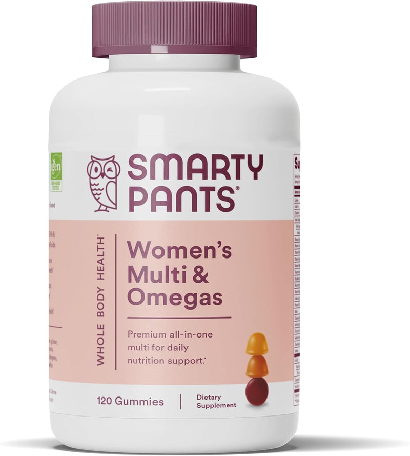 SmartyPants Women's Multivitamin Gummies - Improved Formula: Omega 3 (DHA/EPA), Methylfolate, CoQ10, Vitamin D3, C, Vitamin B12, B6, A, K & Zinc, Inositol, Gluten Free, 90 Count (30 Day Supply)