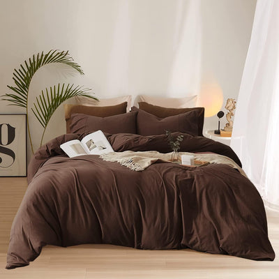 Pureant Dark Brown Comforter Set King Size Mocha Coffee Bedding Comforters Plain Color Cotton Bed Quilts Men Women Solid Chocolate Comforter Luxury Soft Dusty Brown Comforter Bedding Vintage Chestnut