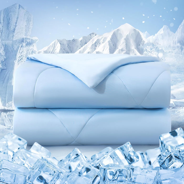 Cooling Comforter King Size, Double-Sided Cold Tech Fabric Quilted Bed Comforters Cooling Blanket for Hot Sleepers, Breathable Lightweight Summer Bedding, All-Season Ice Blanket, Dark Gray