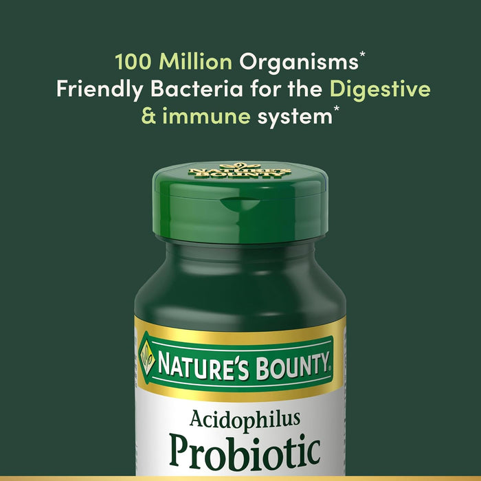 Nature's Bounty Acidophilus Probiotic, Daily Probiotic Supplement, Digestive Health, 200 Tablets, Twin Pack