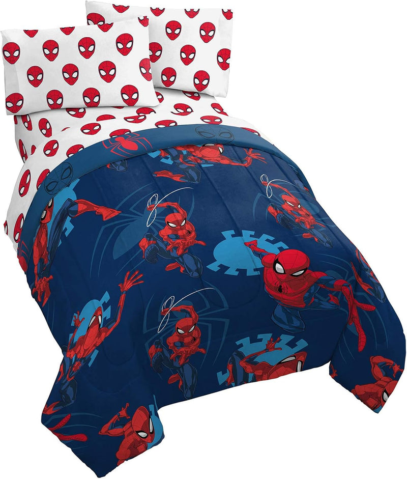 Jay Franco Marvel Avengers Team 4 Piece Twin Bed Set - Includes Reversible Comforter & Sheet Set - Super Soft Fade Resistant Polyester - (Official Marvel Product)