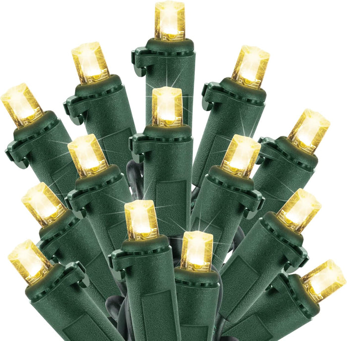 Clear Christmas String Lights 100 Count 25 Feet Incandescent Bulb Mini Lights for Indoor Xmas Tree Garland Birthday Wedding Party Festival Decoration, Green Wire