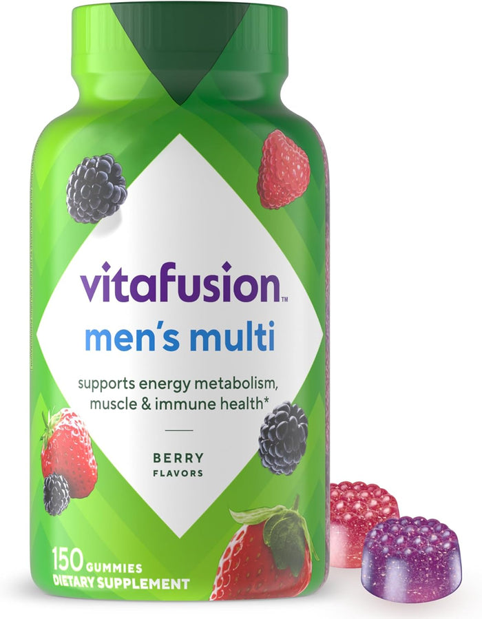 Vitafusion Adult Gummy Vitamin Supplement for Men, Berry Flavored, A, C, D, E, B6, B12, Daily, 120 Count, 60 Day Supply