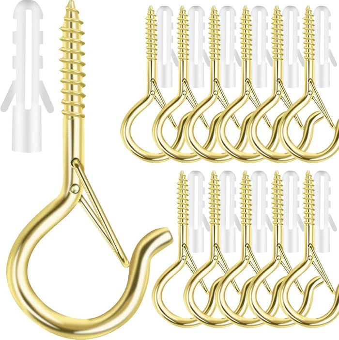 36 PCS Q-Hanger Hooks with Safety Buckle, Windproof Screw Hooks for Outdoor String Lights Hanging Christmas Lights, Plants, with 1 Wing Nut Driver