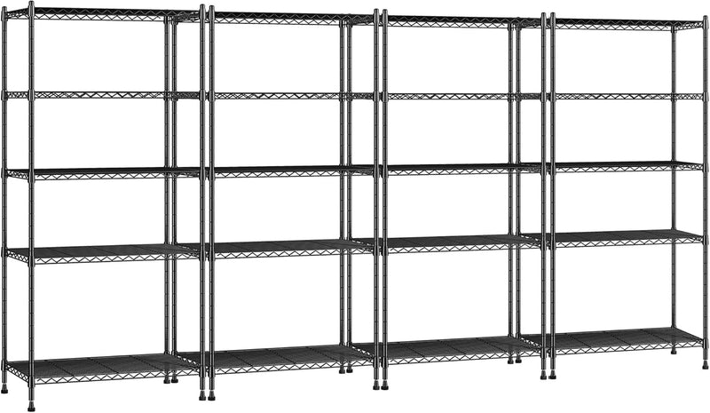 Storage Shelves Adjustable Metal Shelving Unit 5 Tier Wire Shelving,1010LBS Pantry Shelves Sturdy Steel Wire Shelf for Laundry Bathroom Kitchen Pantry, 13.6" D x 21.5" W x 59.4" H, 2PCS