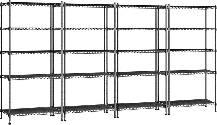 Storage Shelves Adjustable Metal Shelving Unit 5 Tier Wire Shelving,1010LBS Pantry Shelves Sturdy Steel Wire Shelf for Laundry Bathroom Kitchen Pantry, 13.6" D x 21.5" W x 59.4" H, 2PCS