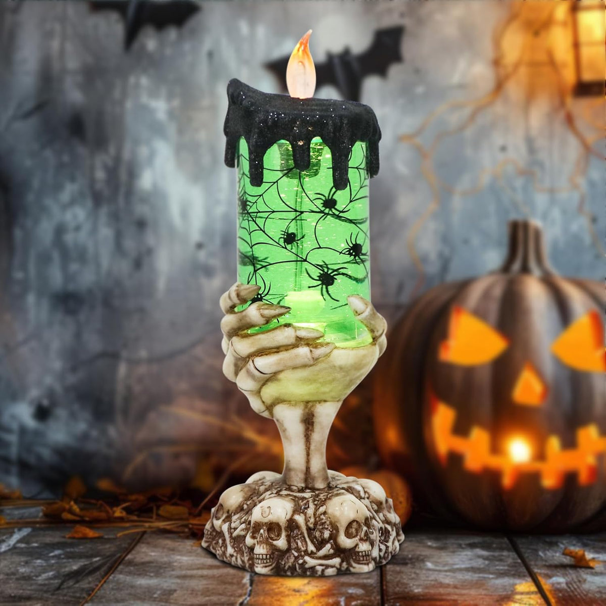 Eldnacele Halloween Snow Globe Candles Flameless Candles