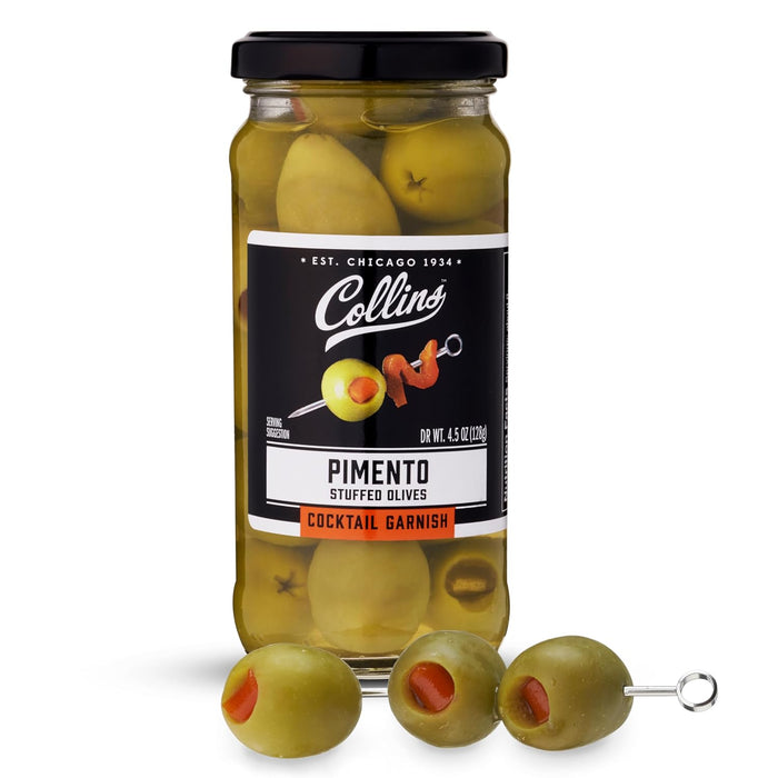 Collins Colossal Martini Pimento Olives | Premium Garnish for Cocktails, Martinis, and Salads, Snack Trays, Charcuterie, Cheese Plates, Condiment Olives 10oz