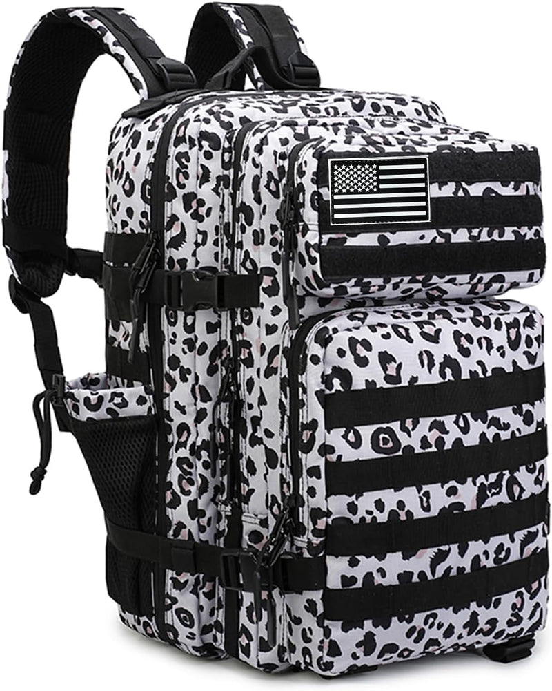 Military Tactical Backpack 45L Bug Out Bag Assault Pack Molle Daypack Hiking Gym Rucksack with Bottle Holder(Blue tie dye)