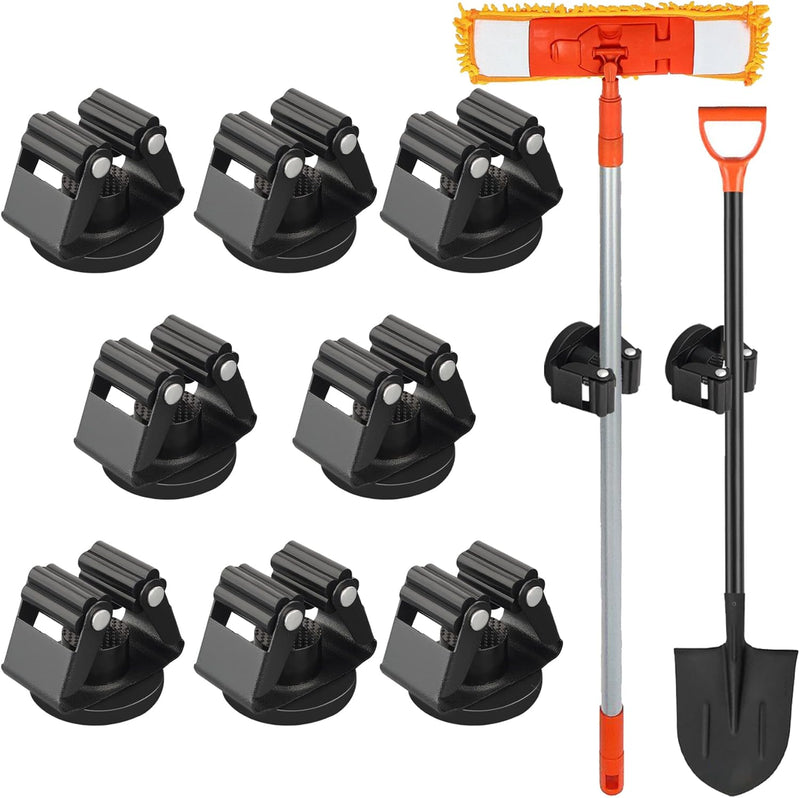MUTUACTOR Magnetic Broom Holder,4PCS Anti-Slip Magnetic Mount Storage Broom Holders with Rubber Grippers,12lbs Heavy Duty Magnetic Tool Holder for Work Garage Laundry Kitchen RV Van Accessories
