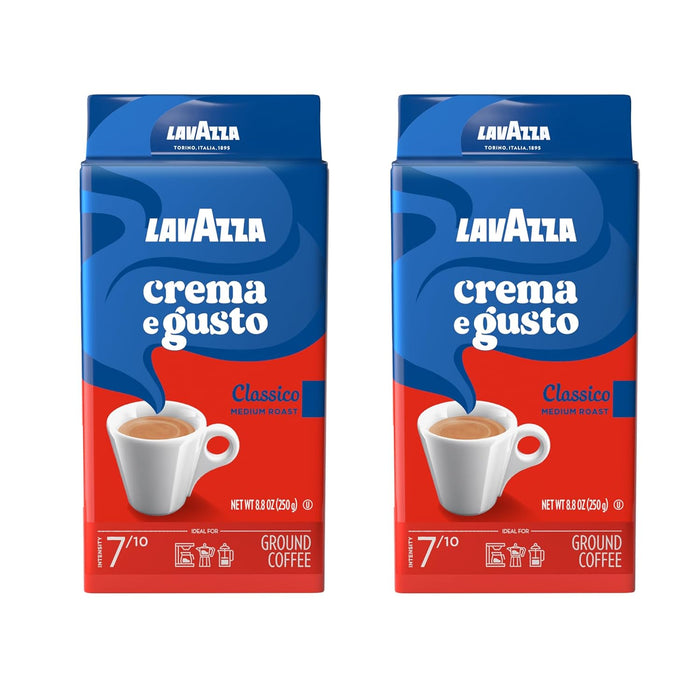 Lavazza Crema e Gusto Ground Coffee, Medium Roast, Arabica and Robusta Blend, 8.8 oz Brick (Pack of 4)