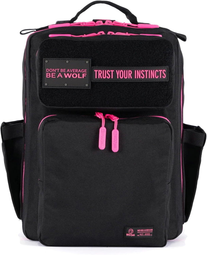 WOLFpak 15L Slim Tactical Gym Backpack - Durable 1000D Waterproof Oxford Material | Minimalist Daypack w/Laptop Pocket & Dual Cup Holders | Great for Travel & Everday Carry | (Alpha Black)