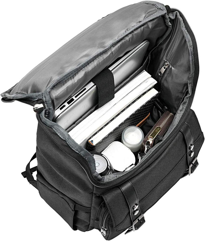 YALUNDISI Vintage Backpack Travel Laptop Backpack with usb Charging Port for Women & Men College Backpack Fits 15.6 Inch Laptop Black