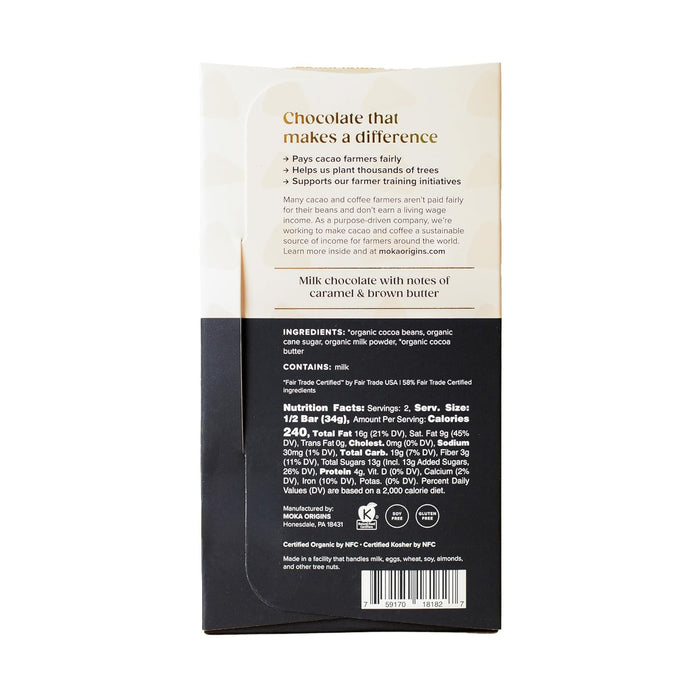 Moka Origins Organic Chocolate Bar Pack – Bean-to-Bar, Direct & Fair Trade, Small-Batch, Ethically Sourced, Gourmet, Artisan Craft Chocolate (12-Pack, Dark Milk)