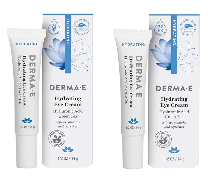 Derma E Hydrating Eye Cream – Firming and Lifting Hyaluronic Acid Treatment - Under Eye and Upper Eyelid Cream Reduces Puffiness and Appearance of Fine Lines, 0.5 oz