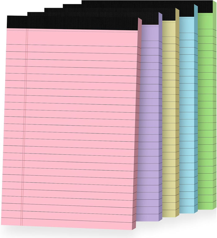 5pcs Small Note Pads, Color Notepads 5x8 College Ruled Notebook, Writing Pads 5 x 8, Legal Pads, Memo Pad Paper Perforate Narrow Ruled Notebooks for Work, School, Office Supplies,30 Sheets/Pack