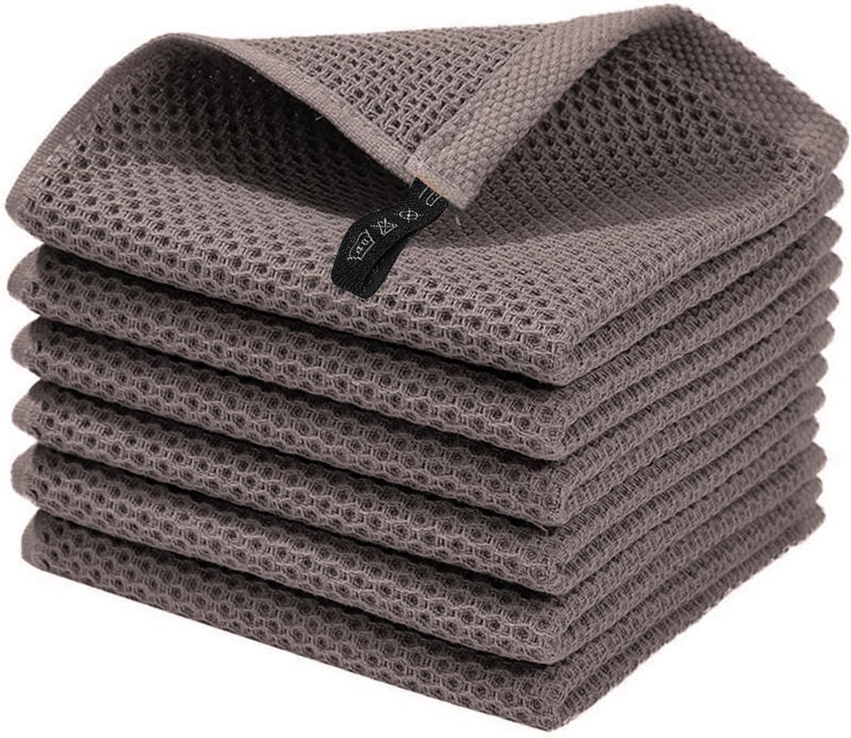 Honeycomb Cotton Dish Cloths 6 Pack,12x12 Inch – Super Absorbent, Quick-Dry & Reusable Kitchen Cleaning Cloths, Lint-Free Washable Towels for Dishes, Glass & Household Use(White)