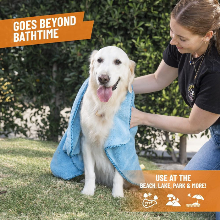 Furrocious Super Absorbent, Ultra Soft Microfiber Pet Towel for Drying & Grooming Dogs, Cats & More by Chemical Guys, Blue (25 inches x 36 inches) PCS1996 - Pet Blanket, Pet Bed Topper