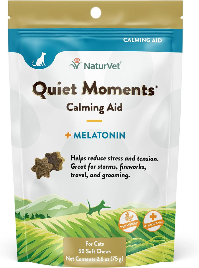 NaturVet Hemp Quiet Moments Plus Hemp Seed for Cats, 60 ct Soft Chews, Made in USA