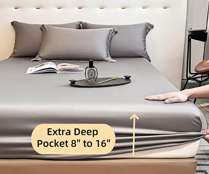 Fitted Sheet Queen - Hotel Luxury Bottom Fitted Sheets Only - 100% Cotton Fitted Bed Sheet - Deep Pocket Fitted Sheet Only, 60" x 80" + 15" (Queen, Gray)