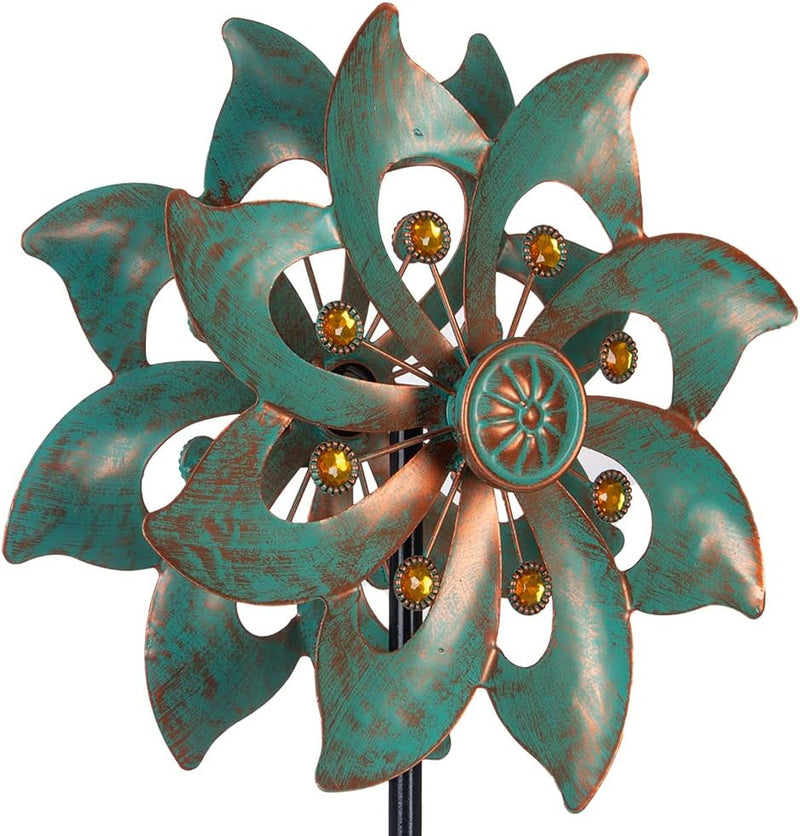 VEWOGARDEN Garden Solar Wind Spinner, Sun Outdoor Metal Wind Sculpture Yard Art Decor for Patio, Lawn & Garden