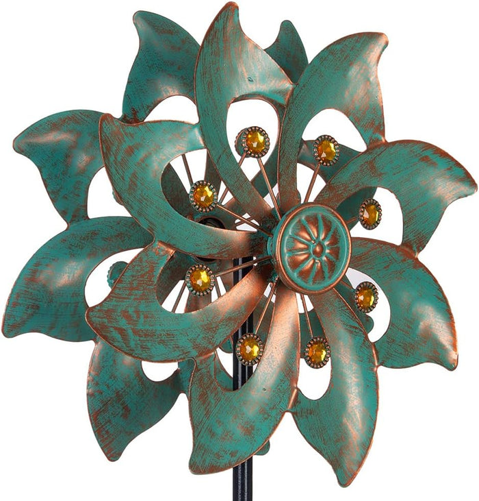 VEWOGARDEN Garden Solar Wind Spinner, Sun Outdoor Metal Wind Sculpture Yard Art Decor for Patio, Lawn & Garden
