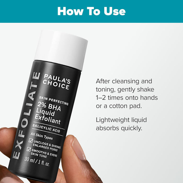 Paula's Choice SKIN PERFECTING 2% BHA Liquid Exfoliant with Salicylic Acid, Facial Polish for Enlarged Pores, Wrinkles & Fine Lines, Suitable for Blackhead-Prone Skin, Fragrance-Free