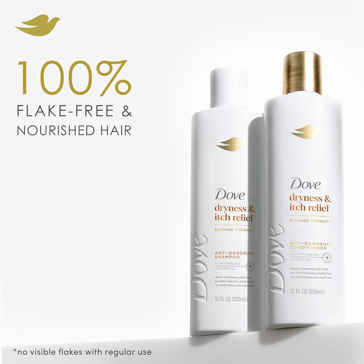 Dove Damage Therapy Derma Shampoo Dryness + Itch for Flaky Scalp with Pyrithione Zinc and Coconut Oil 12 Fl Oz