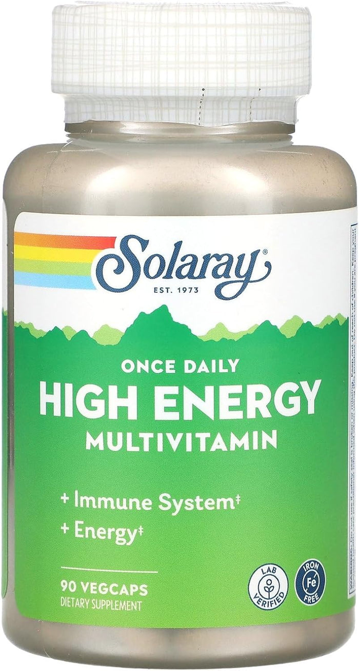 SOLARAY Once Daily High Energy Multivitamin for Women and Men - Energy Supplements - Immune Support w/Vitamin C, A, D and E, Vitamin B Complex, Trace Minerals, 60-Day Guarantee, 200 Serv, 200 VegCaps