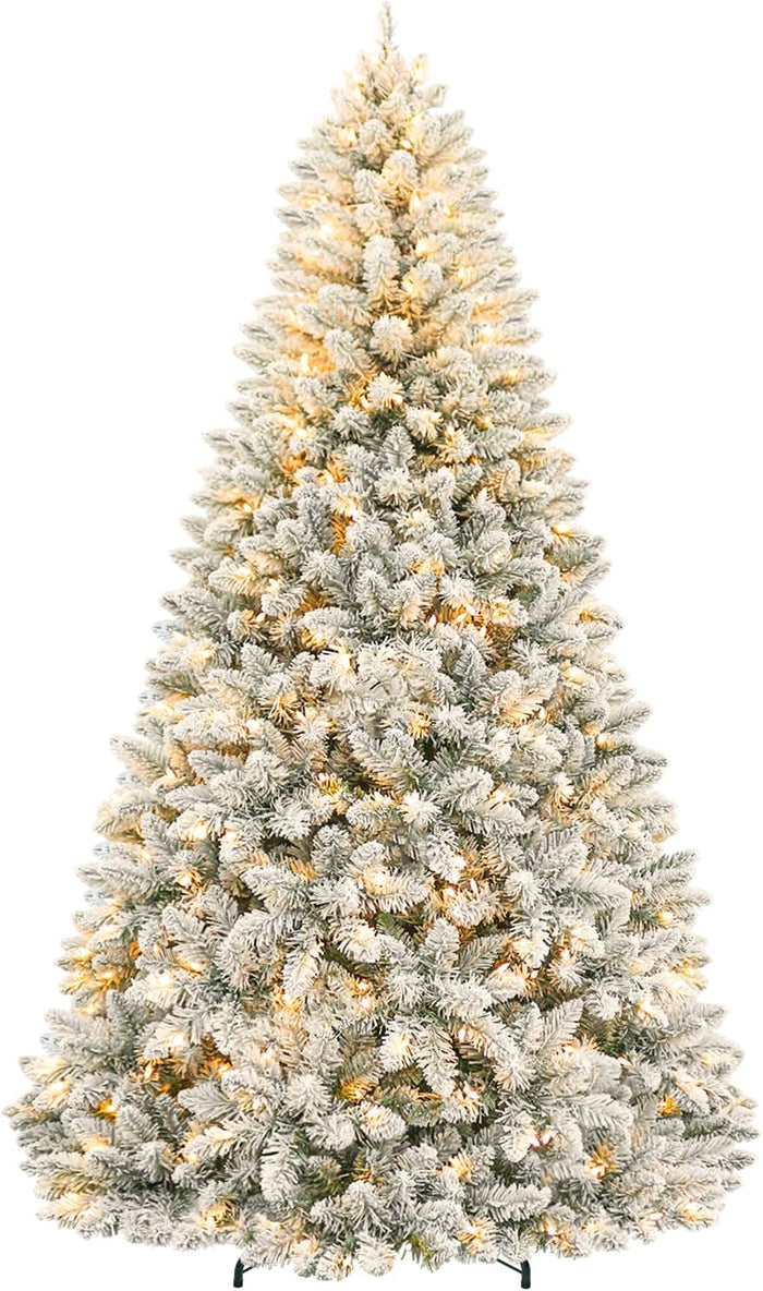 Hykolity 7.5 ft Prelit Christmas Tree, Artificial Christmas Tree with 450 Warm White Lights, 1450 Branch Tips, Metal Stand and Hinged Branches