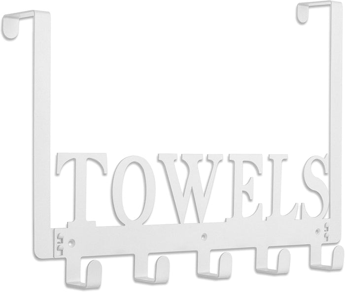 Over The Door Hooks - Towel Holder for Bathroom, Bedroom, Kitchen & Pool - Sandblasted Black Metal Wall Mount
