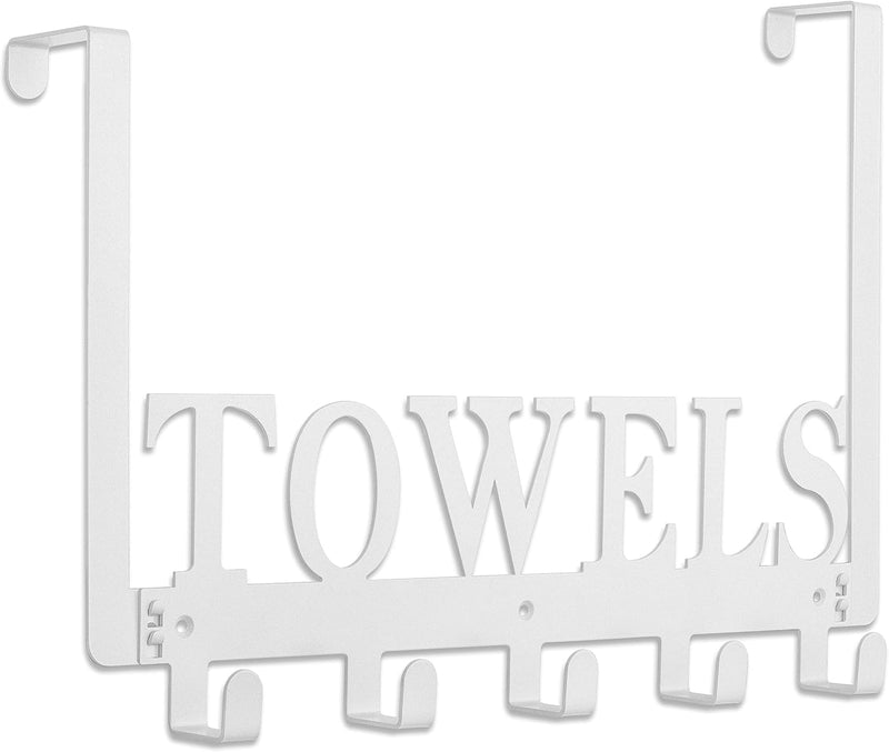 Over The Door Hooks - Towel Holder for Bathroom, Bedroom, Kitchen & Pool - Sandblasted Black Metal Wall Mount