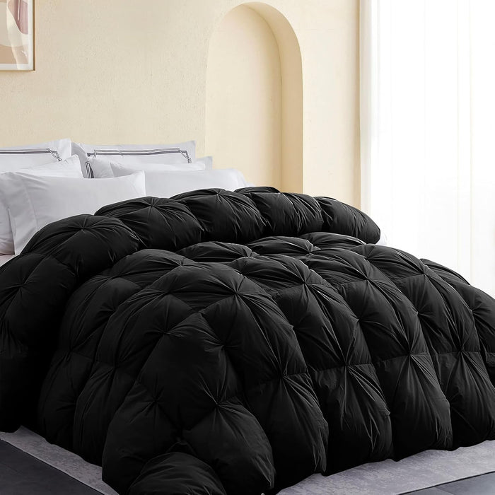 SNOWMAN Premium Down Comforter King Size, Luxurious All Season Duvet Insert with Cotton Blended Fabric, 44oz Fill Weight 3D Baffle Box Design Hotel Bedding Comforter (Blue,106"x90")