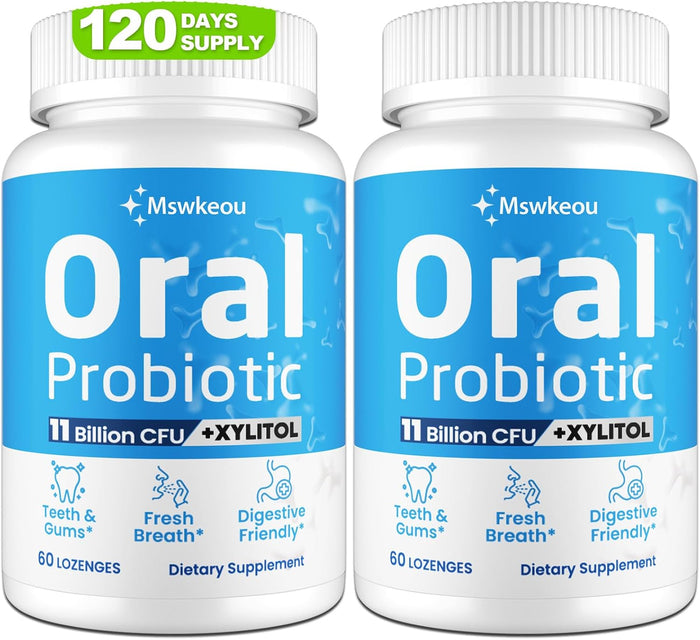 Oral Probiotics for Mouth Bad Breath for Adults 11 Billion CFU, Best Breath Oral Dental Probiotics for Teeth & Gums, Dry Mouth, Gum Restore, Fresh Breath, Chronic Halitosis & Gut Health, 60 Lozenges