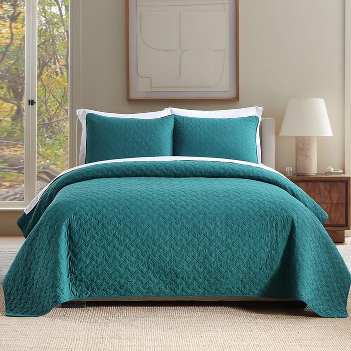 Cotton Quilt Bedding Sets Queen Size, 3 Pieces Reversible Lightweight Coverlets Comforters Bedspreads for All Seasons,Weave Stitching Pattern,Yellow