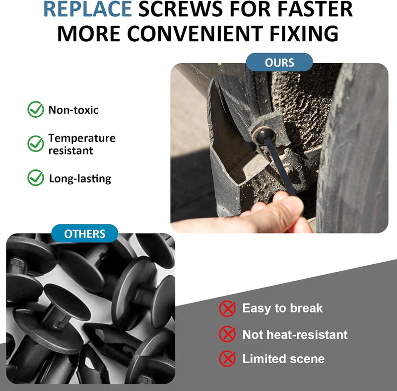 50PCS Nylon Universal Cable Tie Buckle, Self-Locking Retainer Fasteners, Cable Tie Buckle Zip Tie For Bumper Fender License Plate Plastic Panels, Zip Tie Buckles Substitutable Fender Clips ZKENIRD