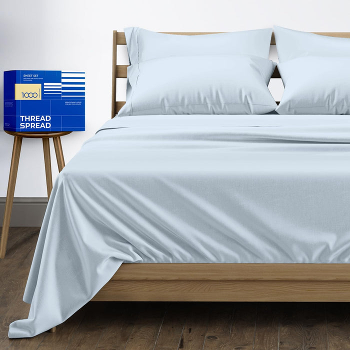 Thread Spread 100% Egyptian Cotton King Size Sheet Set - 1000 Thread Count King Size Sheets Set Egyptian Cotton, 4 PC (Dark Grey), 16" Deep Pocket, Soft Cooling Sateen Weave Ultra Luxury Hotel Bedding