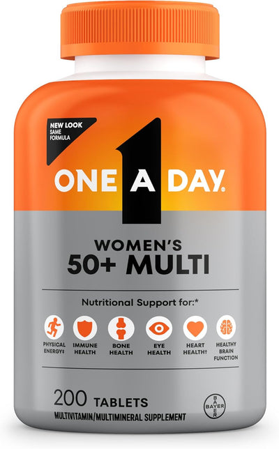 One A Day Multivitamin for Women 50 and Over Tablets, Womens Multivitamin 50 plus with Vitamins D, C, E, Zinc & Biotin, Daily Vitamins for Woman 50+, 200 Ct