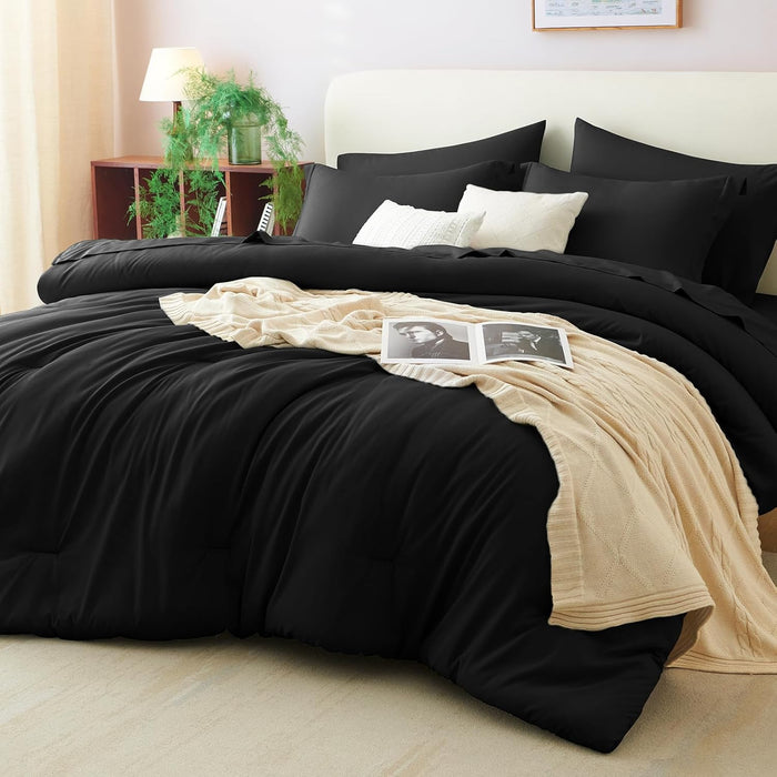 CozyLux Full Comforter Set Emerald Green, 7 Pieces Bed in a Bag Bedding Comforter Set with Sheets, All Season Boho 7PC Bed Sets with Comforter, Fitted Sheets, Flat Sheets, Pillow Shams and Pillowcases