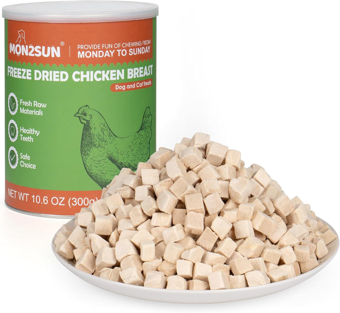 MON2SUN Freeze Dried Chicken Cat and Dog Treats, Single Ingredient Natural and Healthy Dog Snacks, High Protein Training Treats & Food Topper, 6oz