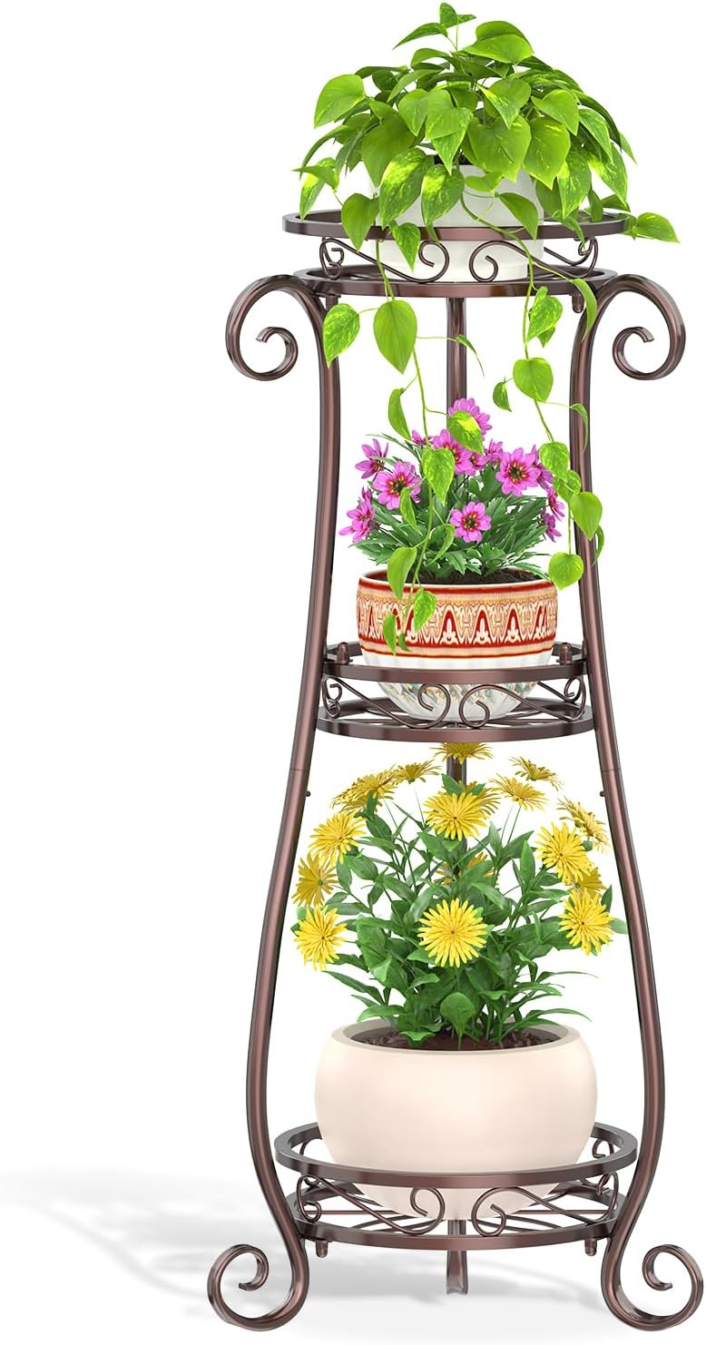 LASZOLA Black 3 Tiered Wood Plant Stand Indoor for Larger Heavy Duty Planter, Sturdy Multi Level Vertical Flowers Racks for Narrow Inside Floor , Decorate Shelving for Hold House Tree, Space Saving