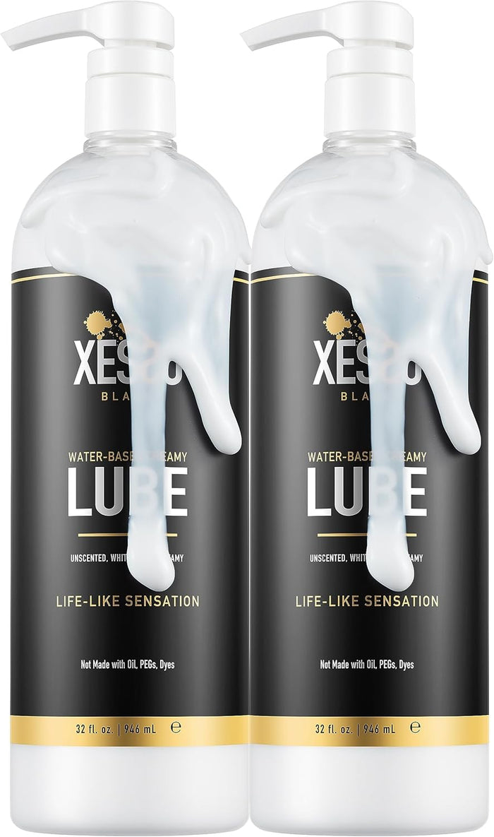 XESSO Water-Based Creamy Lube, Unscented 8.3 Fl Oz, Thick White Gel-Like Slippery Glide, Hypoallergenic for Women, Men & Couples. Made in US & Discreet Package. Package May Vary