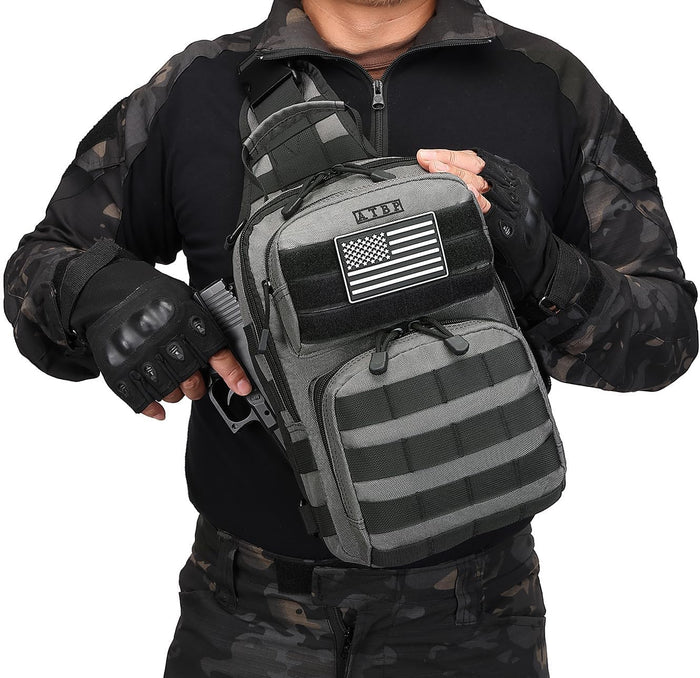 ATBP Tactical Sling Backpack With Holster Military Crossbody Bag for Men Single Shoulder Back Pack 10L