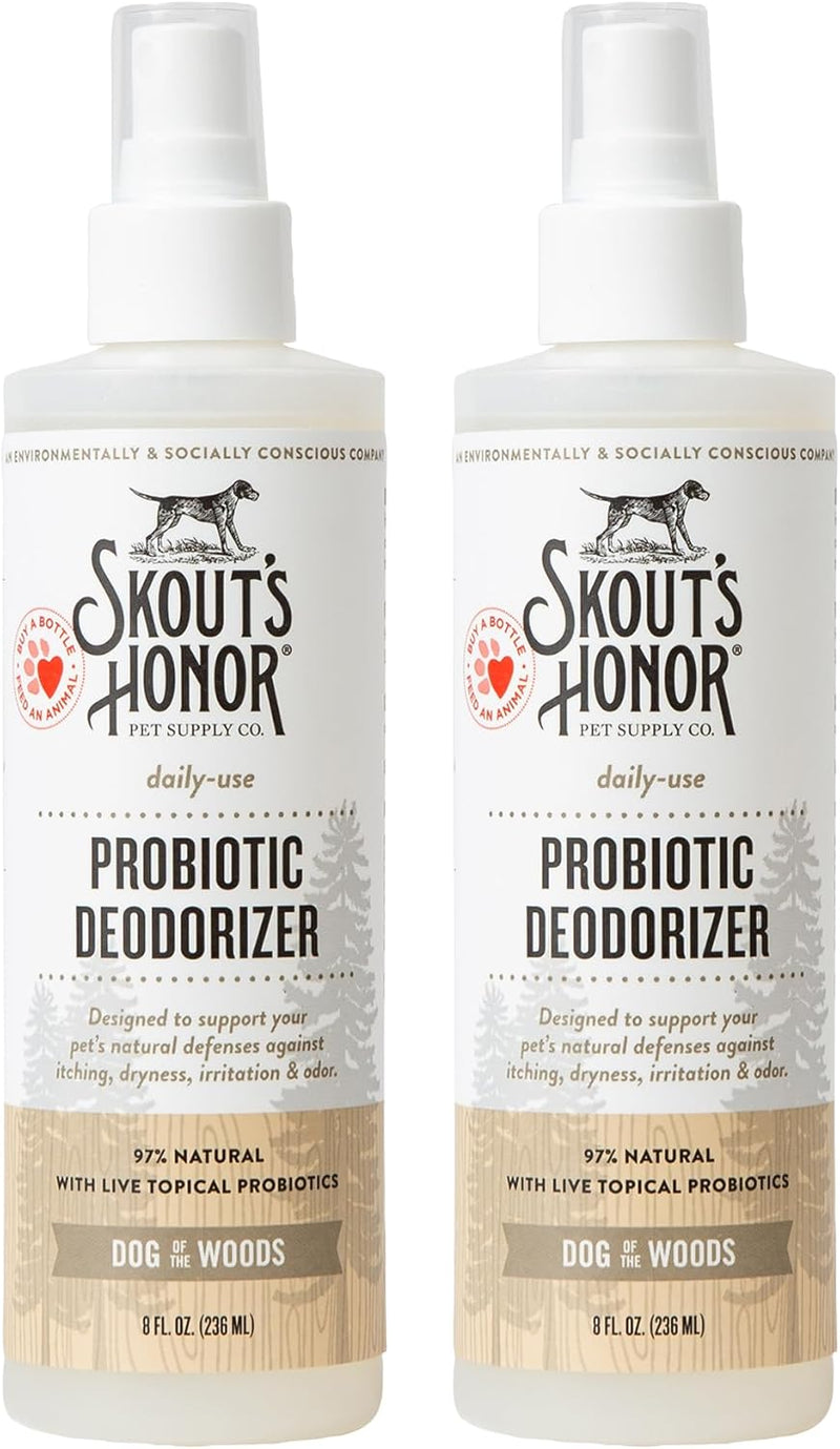 SKOUT'S HONOR Probiotic Pet Deodorizer Spray- Hydrating Daily-Use with Avocado Oil & Omega-3s, Microbiome Friendly Certiified, Paraben & Sulfate-Free, 97% Natural, 8oz, Sunkissed Coconut