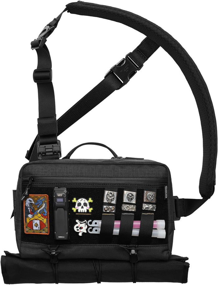 TACTICAL_GEEK L3 Pro EDC Crossbody Bag, Chest Bag with Adjustable Strap,Daily Carry Sling Pack, Large Capacity Daypack Organizer for Camera, Drones（T500 Black）